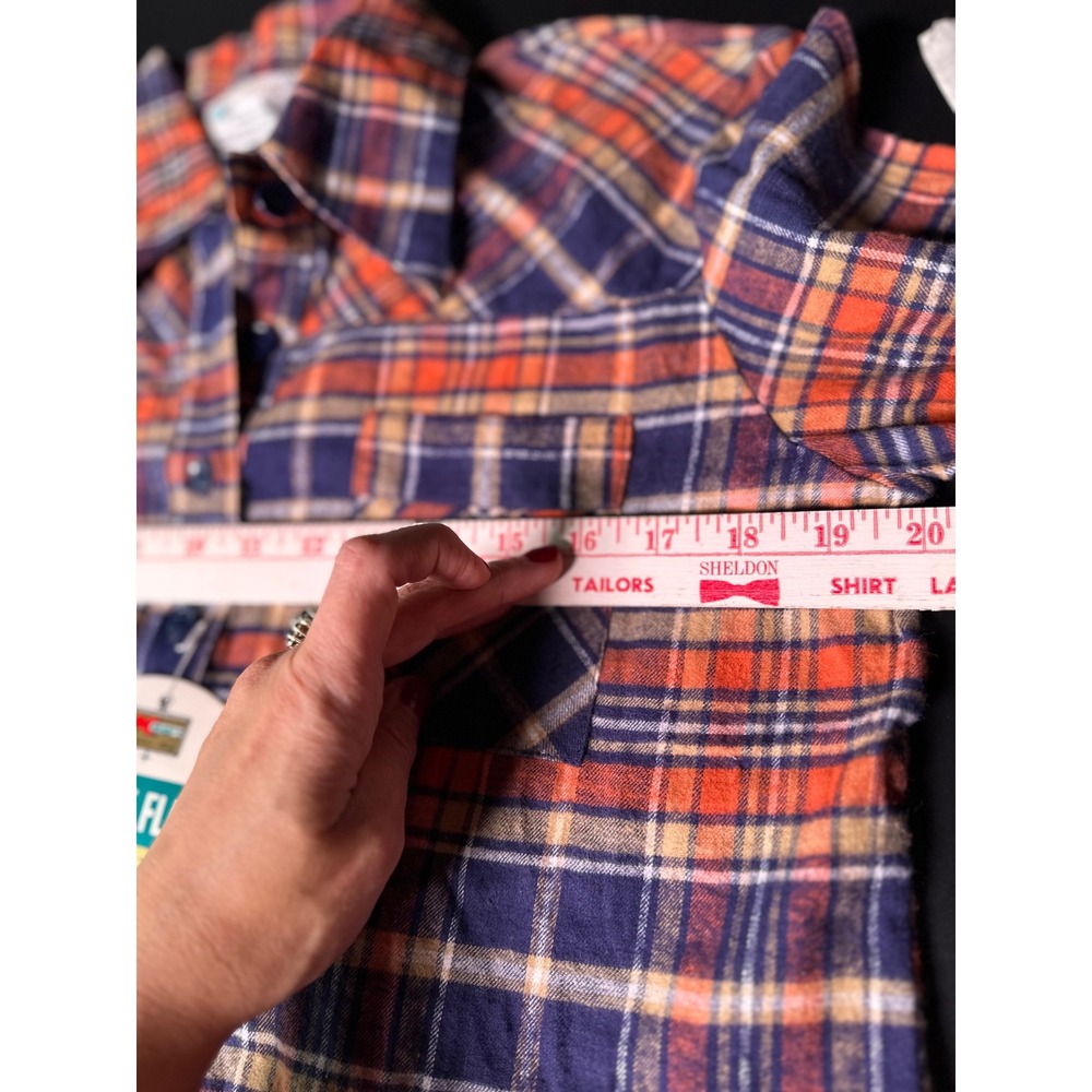 Vintage Kmart Plaid Flannel Shirt Womens 38 NWT 70s Taiwan Tie Waist Western0397 - Picture 8 of 9